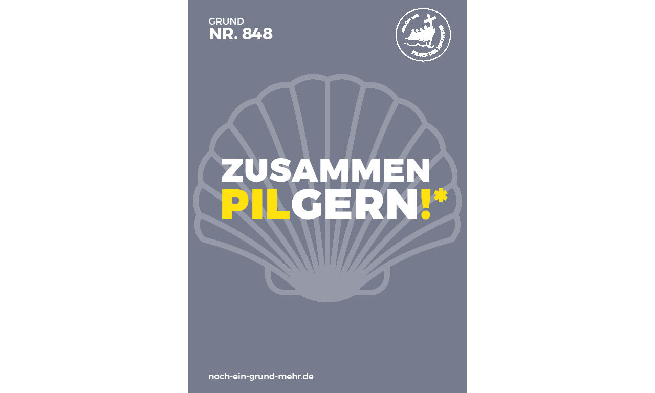 Postkarte Grund Nr. 848: Zusammen pilgern! So geht's: "Die auf den Herrn hoffen, empfangen neue Kraft, wie Adlern wachsen ihnen Flügel. Sie laufen und werden nicht müde, sie gehen und werden nicht matt." DIE BIBEL - JESAJA 40,31