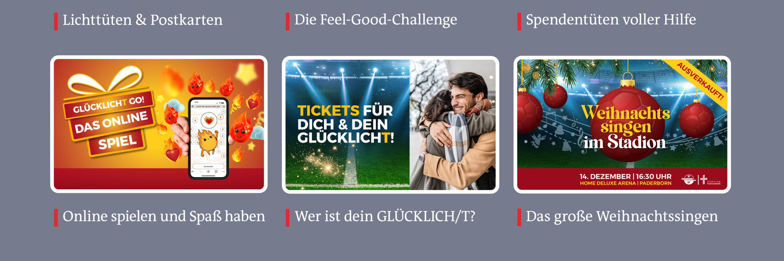 Glücklicht-Momente neu Spendentüten voller Hilfe. Online spielen und Spaß haben. Wer ist Dein Glücklicht? Das große Weihnachtssingen.