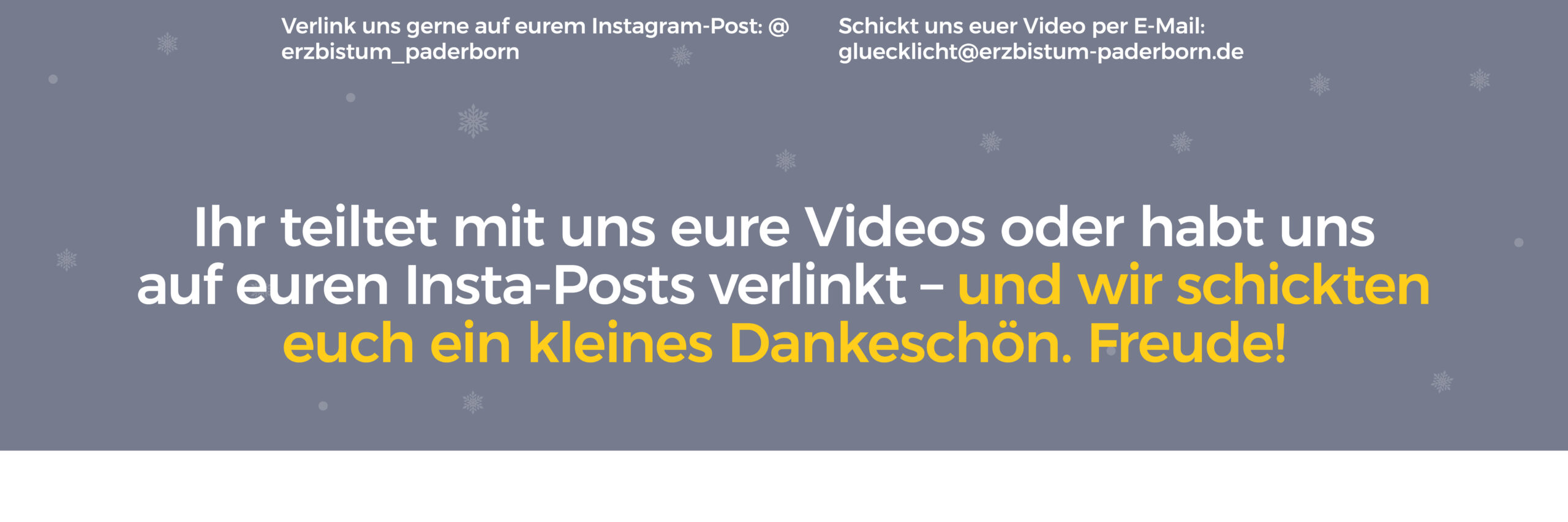 Gücklicht-Slide Ihr teiltet mit uns eure Videos oder habt uns auf euren Insta-Posts verlinkt - und wir schickten euch ein kleines Danke-schön. Freude!